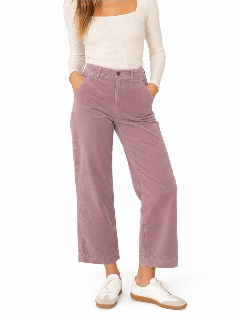 Everlane Mauve Pink Corduroy Wide Leg Crop Pants Size 6 High Rise